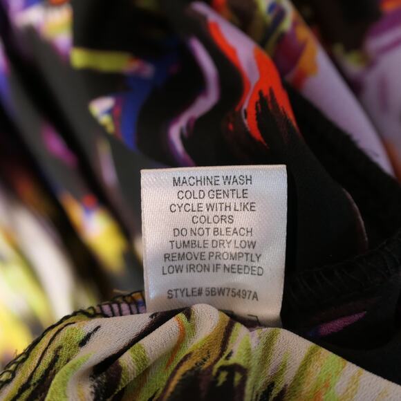 Russell Kemp Lightweight Cardigan Women 2X Black Abstract Fringe Semi Sheer Boho - Picture 9 of 10